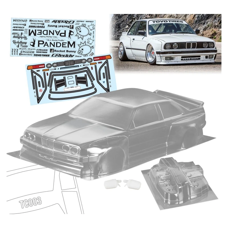 

TC003 1/10 Rocket Rabbit Wide-body E30 M3 Rc Car Toys Transparent Body Shell With Lamp Cup Rearview Mirror