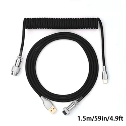 Premium Coiled Double - Sleeved USB - C to USB - A Braided Cable, 1.5M - Ideal for Mechanical Gaming Keyboards (Black)