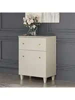 Storage Cabinet for Living Room 32.4" H Freestanding Wood Accent Cabinets Floor Cupboard with Drawer Door and Adjustable 1