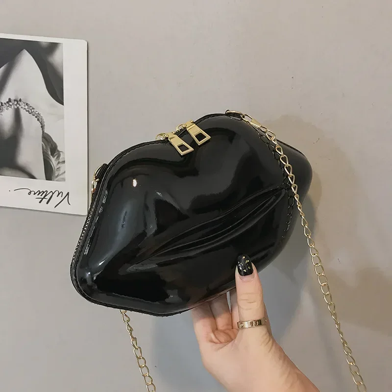 Lips Shape PVC Handbags Shoulder Crossbody Messenger Phone Coin Bag For Women