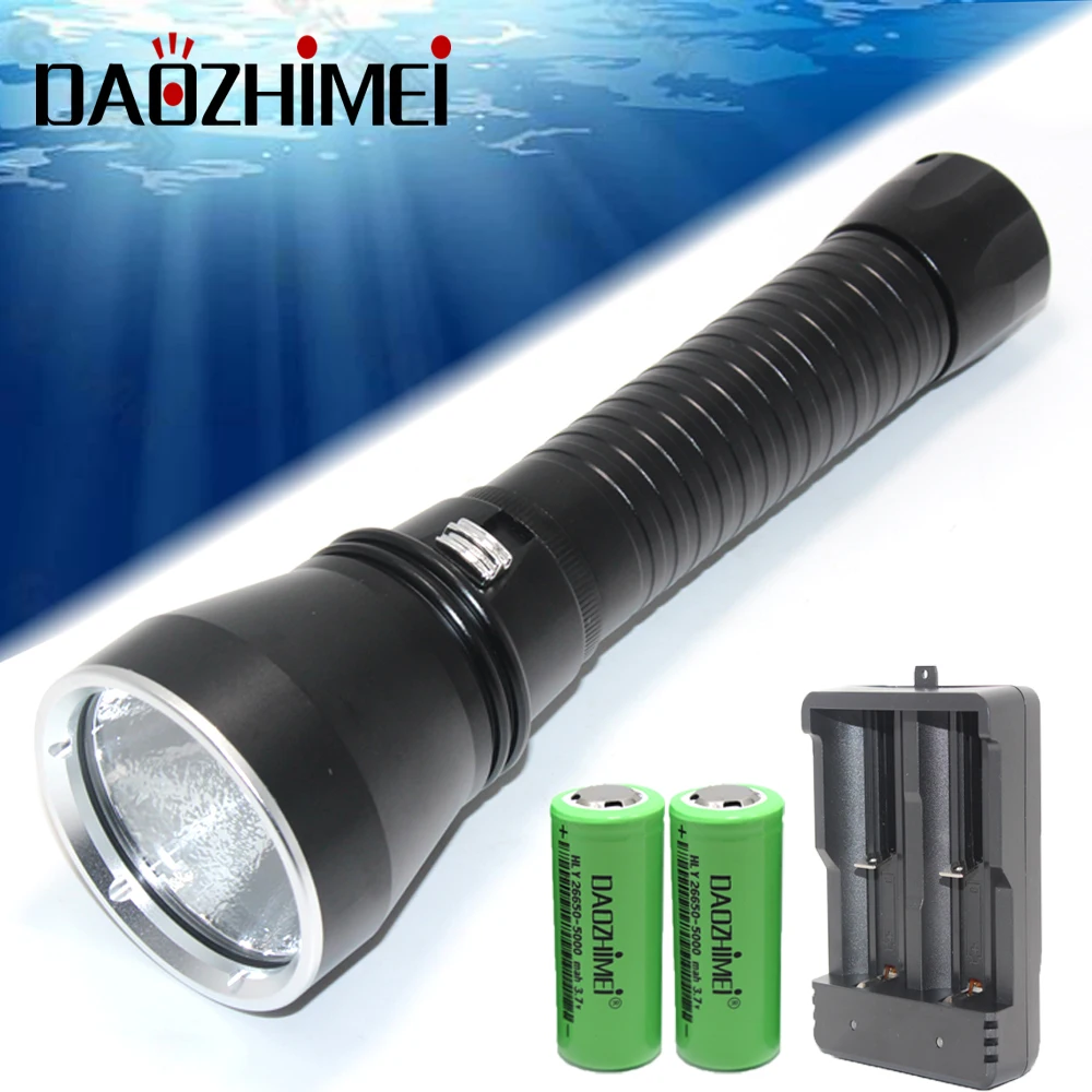 

New Powerful XHP70.2 Scuba Diving Flashlight Yellow/White Light 4000LM Underwater Waterproof Tactical Dive Torch 26650 Battery