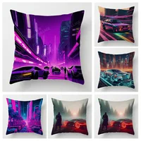 Modern Simple Car Illustration Pillow Cover Bedroom Cafe Decoration Applicable Car Cushion Cover 40x40cm 45x45cm 1