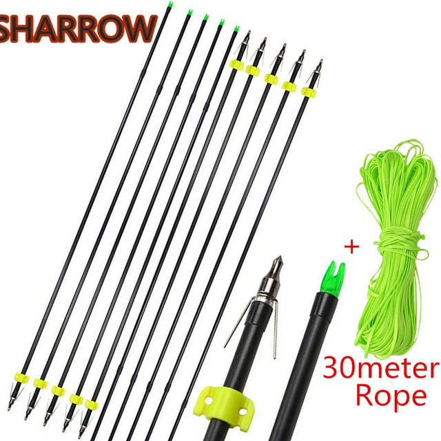 6pcs 31 Archery Bowfishing Arrows Tips Arrowheads Safety Slider With  30meter Fishing Line Rope For Camping Fishing Accessories - AliExpress