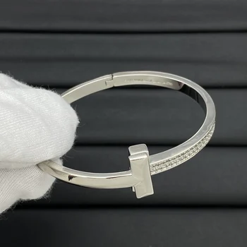 TIF exquisite trend sterling silver T-shaped element zircon bracelet unisex bracelet