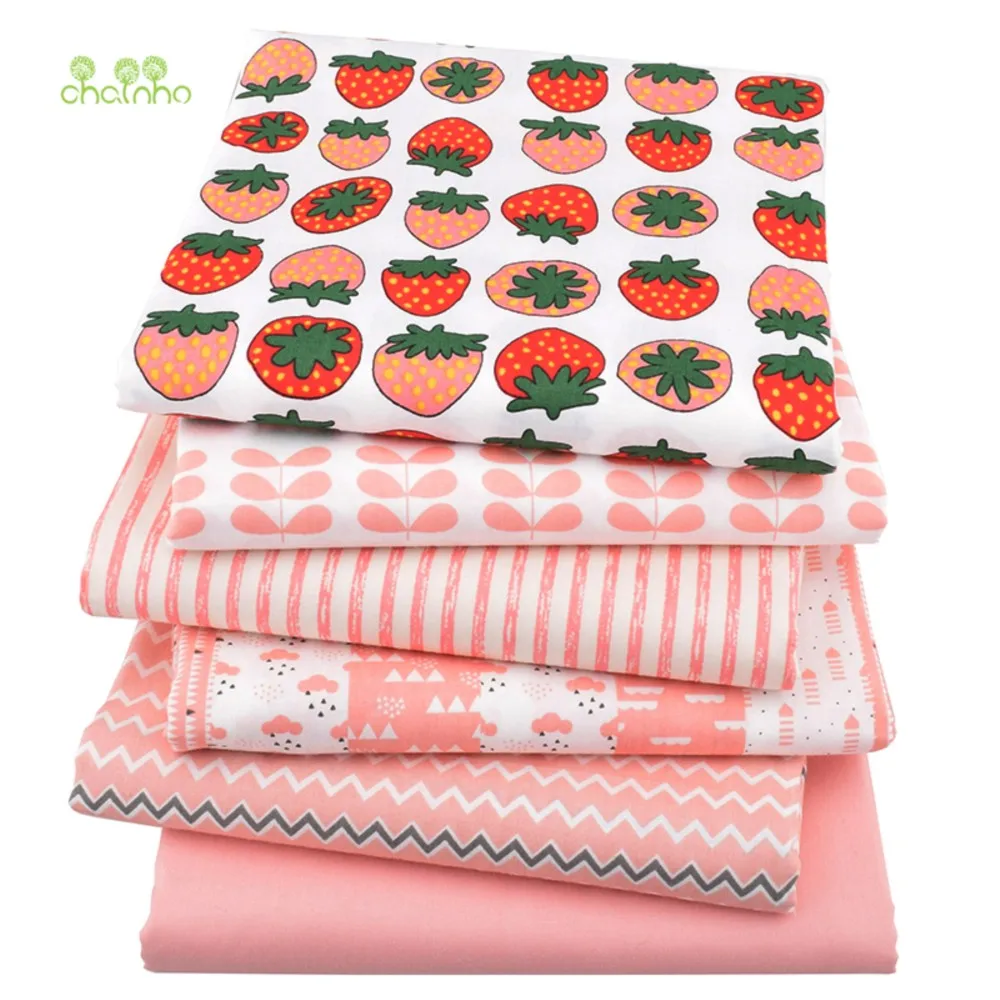 Chainho,Printing Twill Weave Cotton Fabric,DIY Quilting Sewing Material,Patchwrok Cloth,Pink Series,2 Specification,CC225