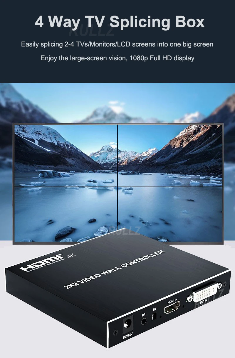 4K 2x2 Video Wall Controller Multi Monitors Splicing Processor 1080P 1x2 1x3 1x4