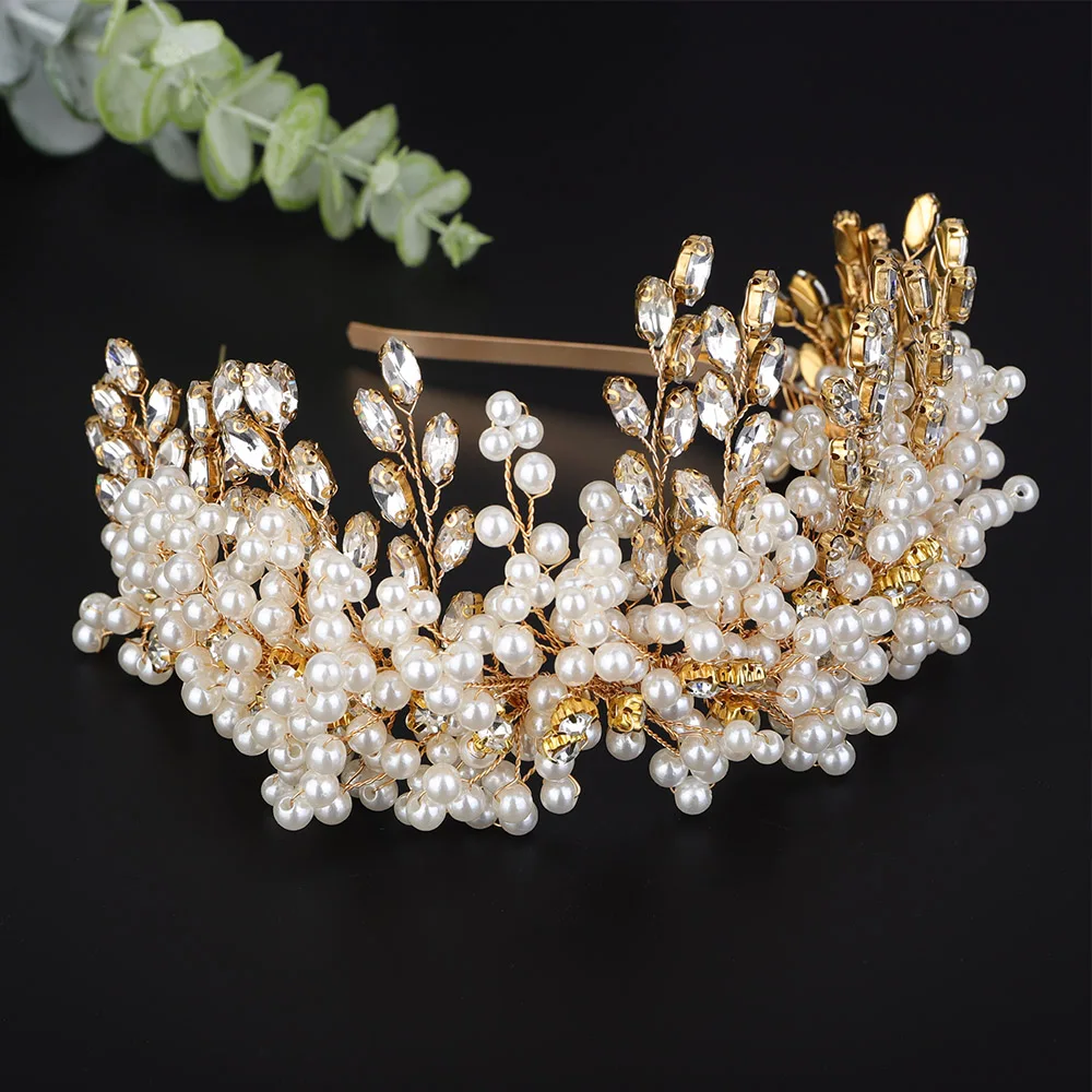 2 Fasce Per Capelli Da Sposa Con Strass E Perle – Diadema Argento Con Fiori E Foglie, Accessorio Per Matrimonio E Damigelle - 4