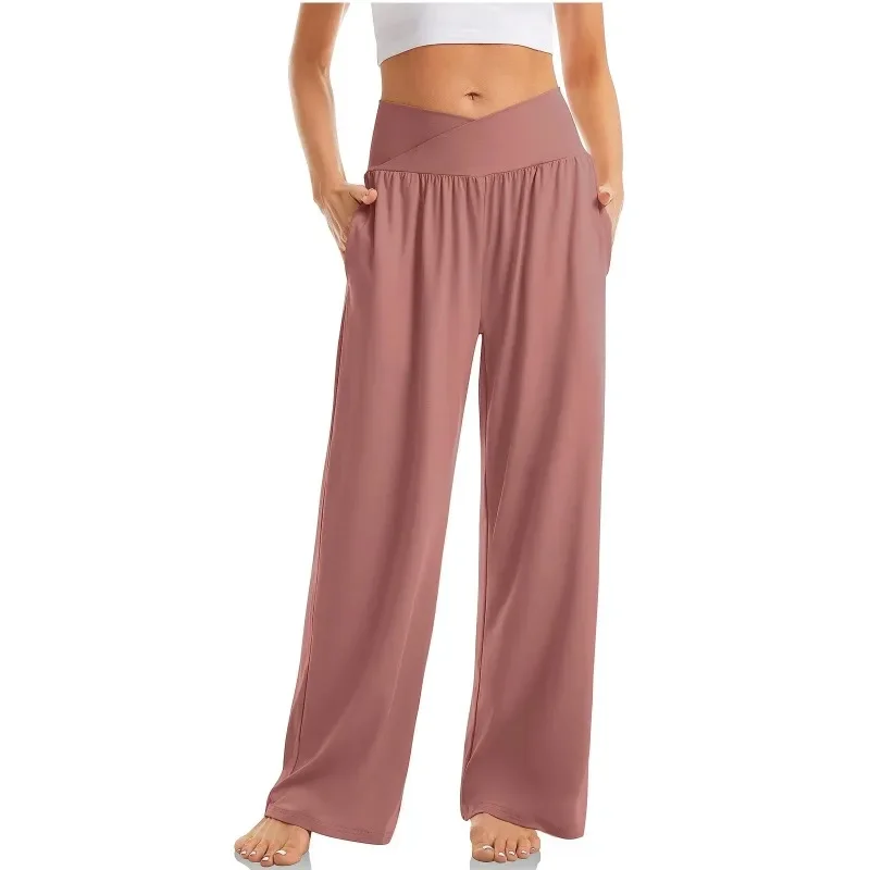 Women's Pants Casual Loose Wide Leg Cozy Yoga Sweatpants Comfy High Waist Sports Athletic Lounge Pants with Pockets 2024 YDL42