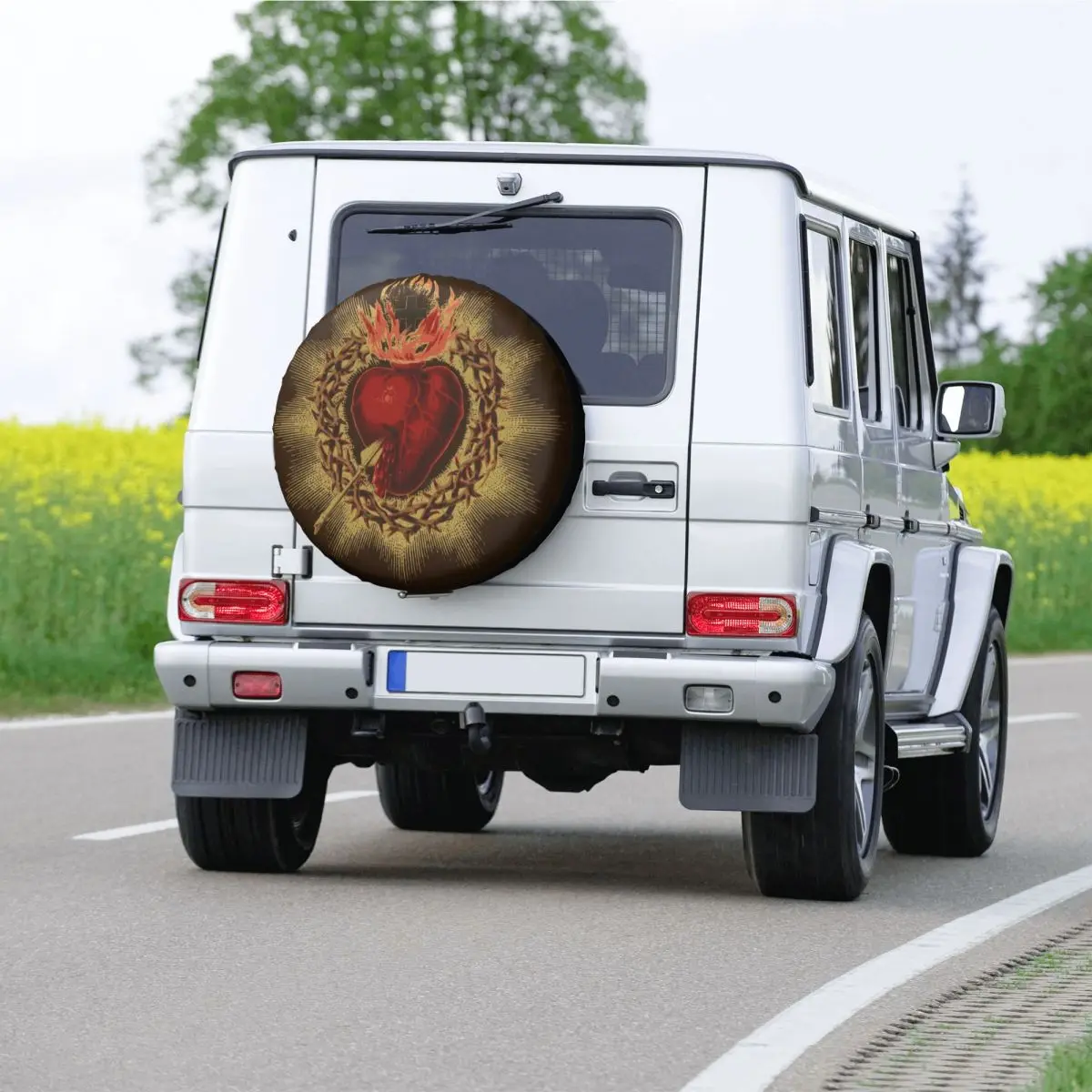 Sacred Heart Of Jesus Catholic Spare Wheel Tire Cover Case for Jeep Honda Devotion Christian Vehicle Accessories 14 