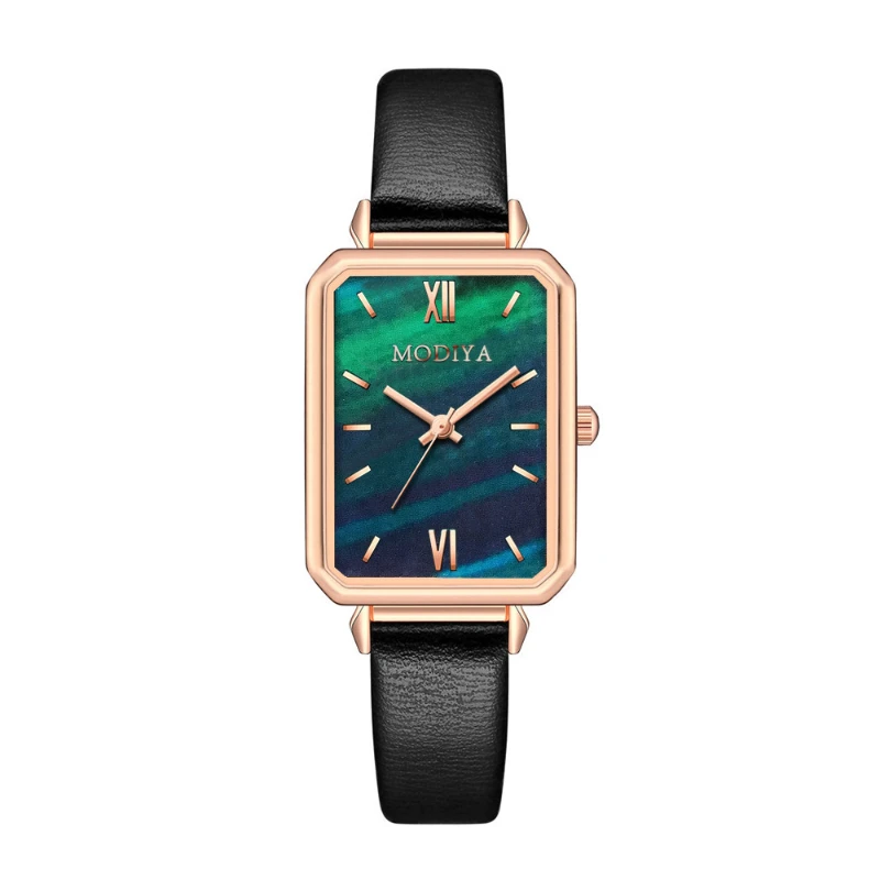 

Fashion Brand Women Watches Ladies Quartz Watch Green Dial Simple Black Leather Wristwatch Luxury Wristwatches Fashion Casual