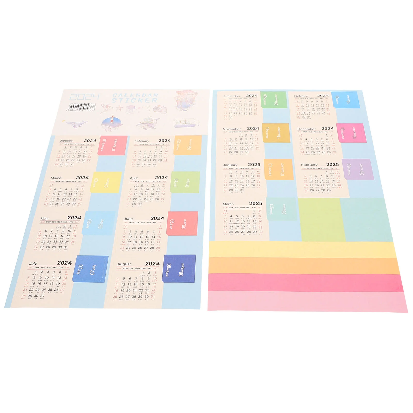 

Calendar Index Labels 2024 Full Year Sticker 4pcs/set Tabs Alphabet Stickers Daily Use Planner Office