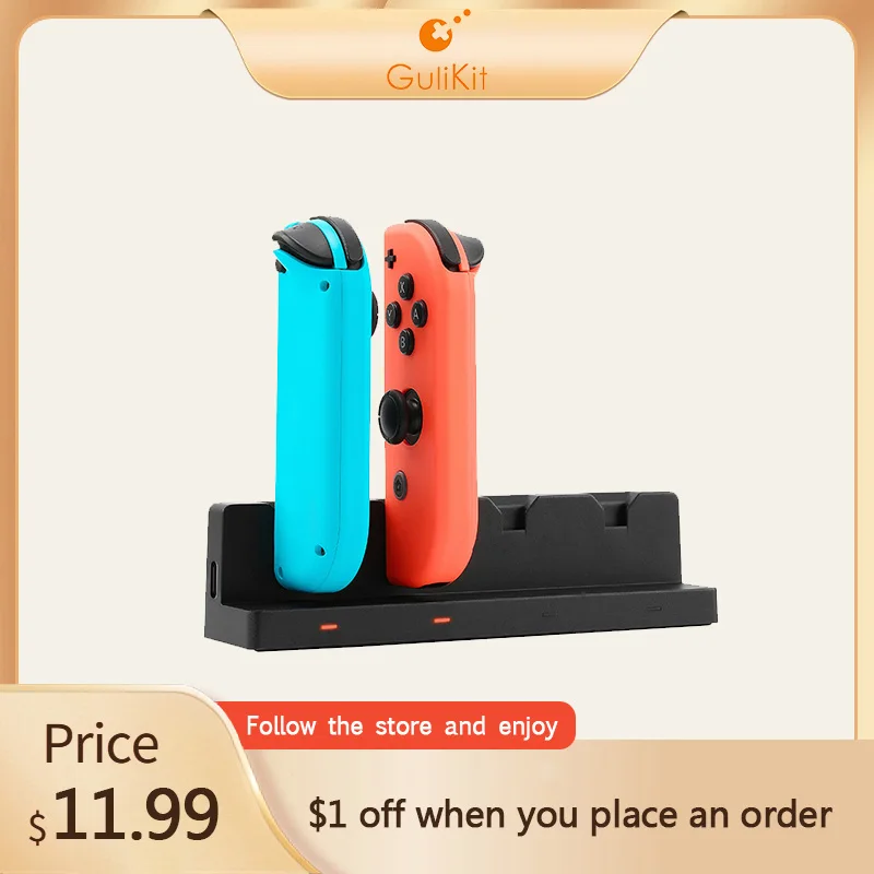 Gulikit Ns25 Dock Di Ricarica Joycon A 4 Porte Per La Ricarica Di 4 Joycon Contemporaneamente Stazione Di Ricarica Per Switch Ns Oled Joycon