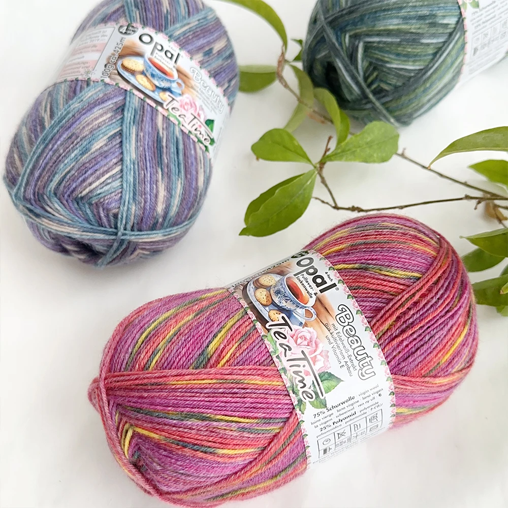 100g Opal Beauty Tea Time 4ply Sock Yarn, 75% Wool 25% Polyamide Space Dyed Colourful Yarn for Knitting & Crocheting 2