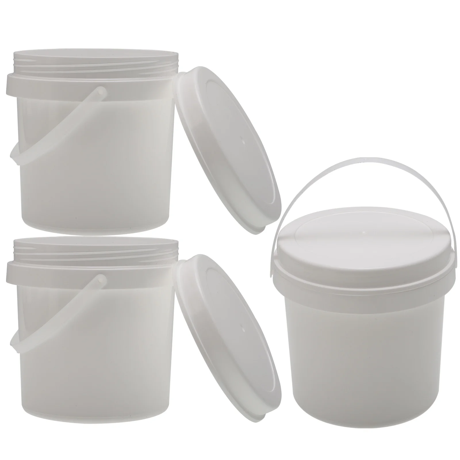 

Plastic Pails Lid Food Grade Storage Bucket 1L Water Bucket Handle Paint Pigment Bucket Pet Treat Containers Ice Cream