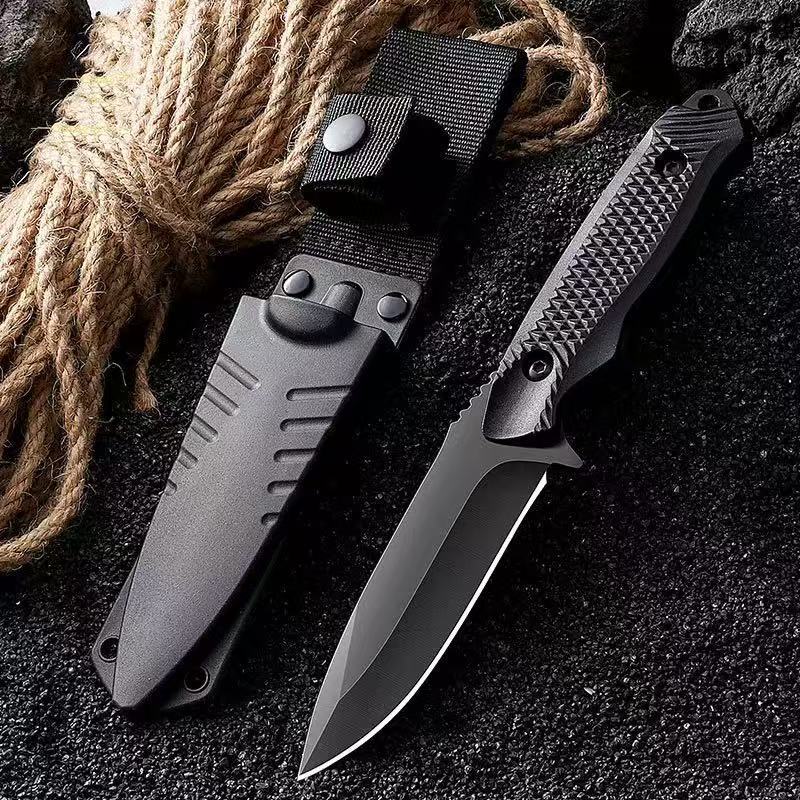  Outdoor Camping Fixed Blade Knife with Sheath, High Hardness Stainless Steel Utility Knife for Hiking, Fishing, Camping, Cutting