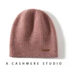 High Quality 100% Cashmere Knitted Hat for Women Casual Beanie Hats Lady Thick Cashmere Cap Winter Soft Warm Outdoor Solid Cap 6