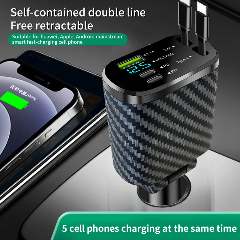 Multifunktionales 5-in-1-Dual-USB-Superschnellladegerät mit LED-Anzeige_voghion.com