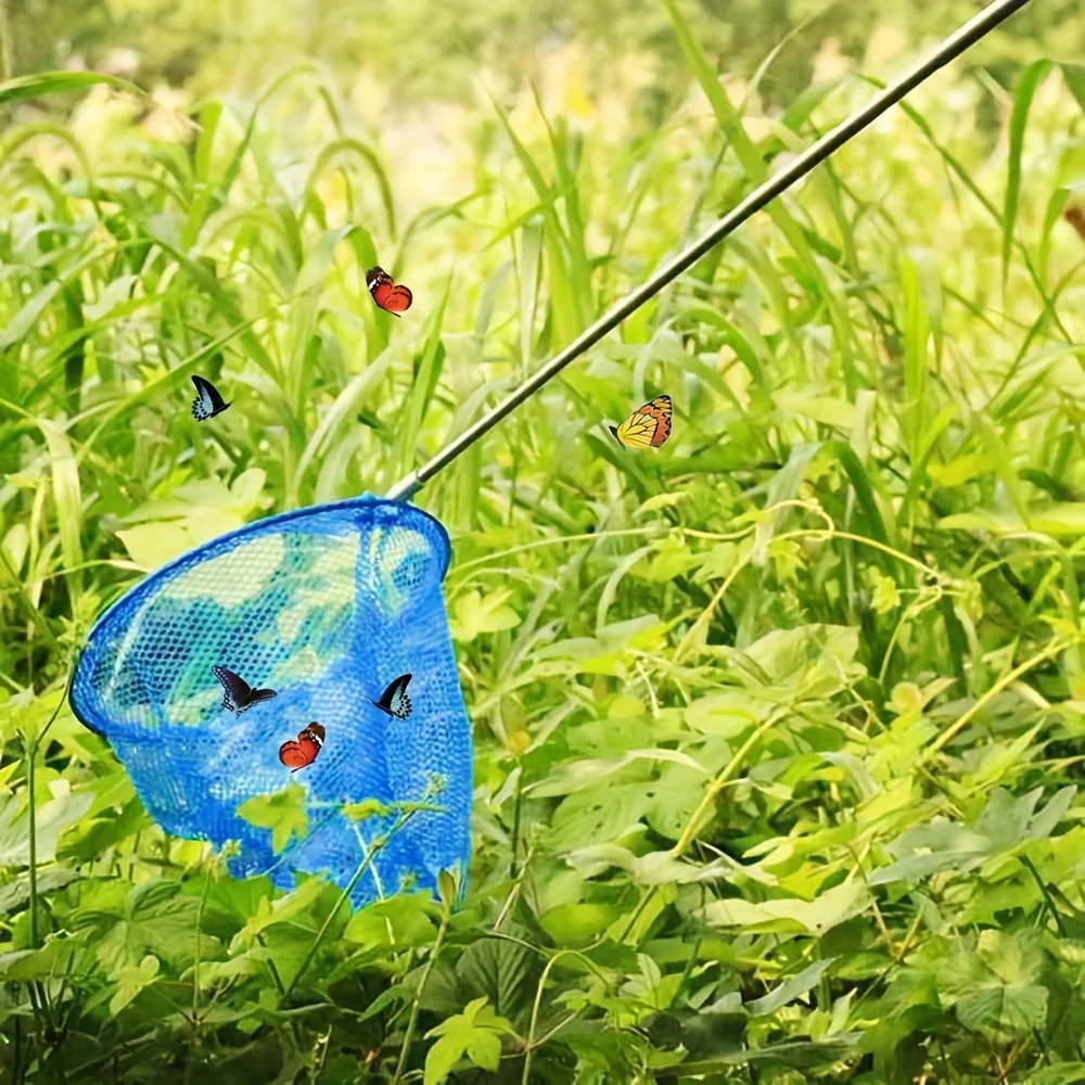 Stainless Steel Fishing Net Colorful Telescopic Butterfly Net Kids Pocket Fish Dip Poles Fishing Toy Gear
