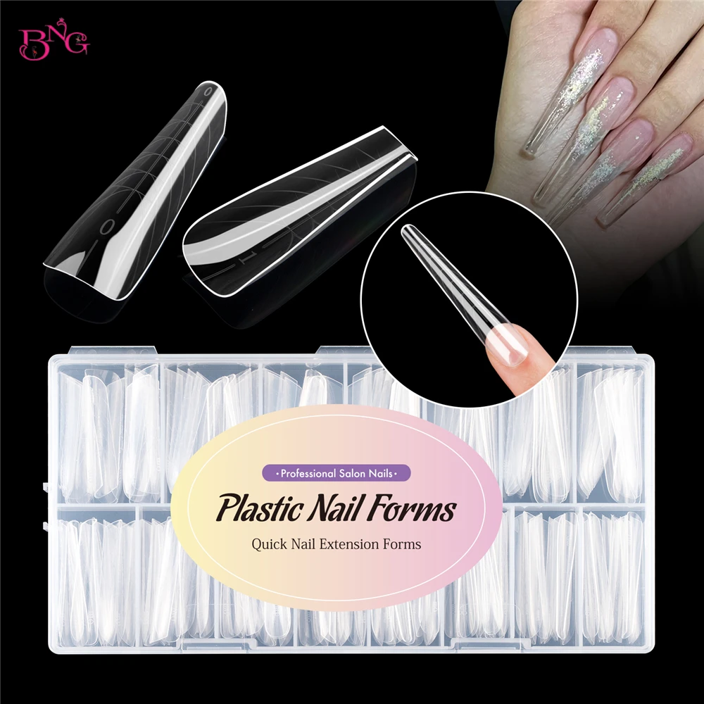 Dual Nail Forms BNG 75/150Pcs For Poly Extension Gel Stiletto Nail Molds For Builder Gel Solid Glue Art Nail forms