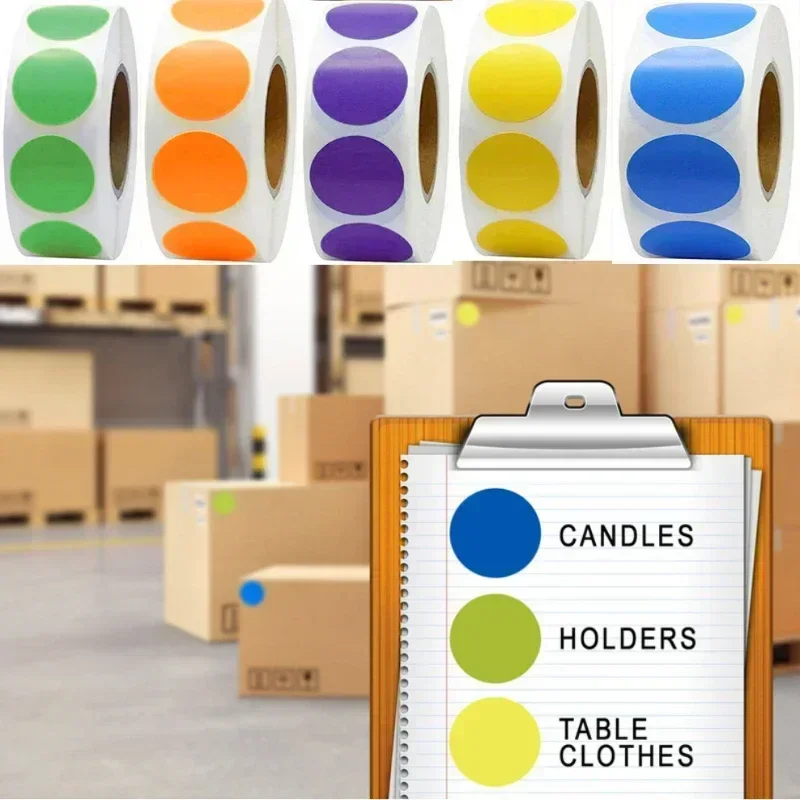Decorative Labels Stickers Decorative Stickers Adhesive Stickers Self Adhesive Stickers Paper Stickers 100/500pcs Round laser golden glossy Labels decor sticker Color Code Dot Labels Yellow Black package Sealing scrapbook stickers