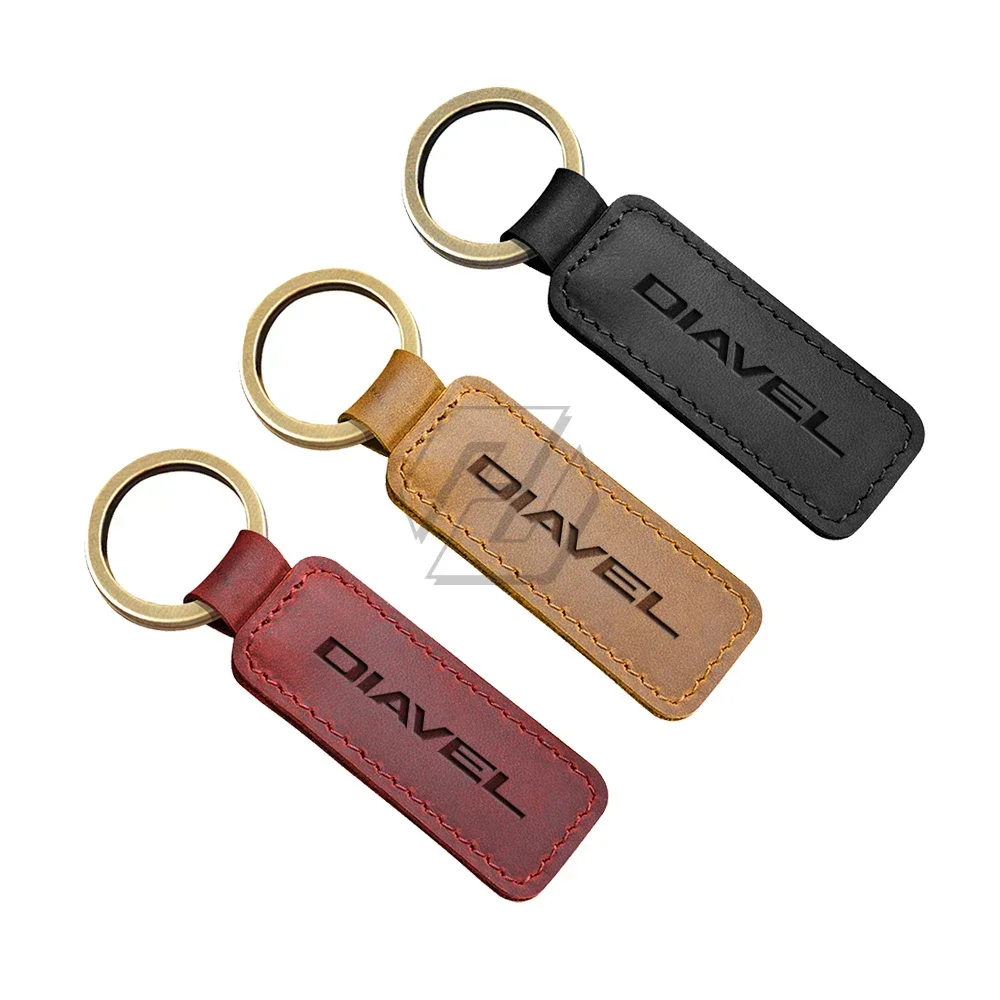 

For Ducati X Diavel S 1260 Key Motorcycle Cowhide Keychain Key Ring