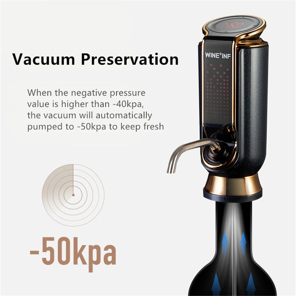 

USB Charge Electric Red Wine Decanter Vacuum Fresh-keeping Wine for 10-Days Automatic Quick Wine Aerator Adjustable Wine Output