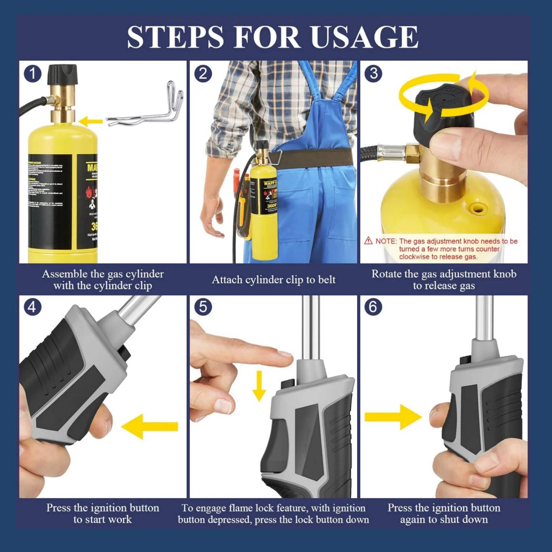 Пропановая паяльная лампа, регулируемый газовый шланг 5 дюймов с ...