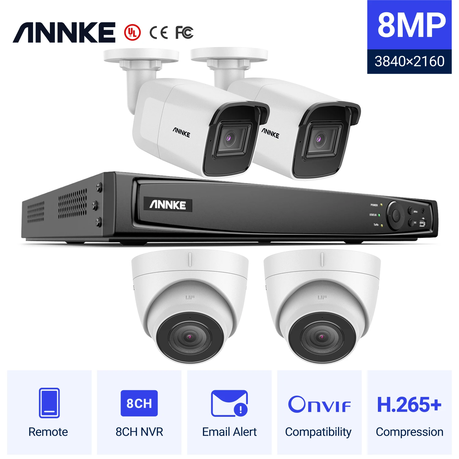 ANNKE 4K POE Video Surveillance System 8CH NVR With 8MP Security