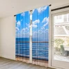 2Pcs Seaside Landscape Curtains Sea Walkway Fence Bueatiful Popular Curtain Suitable For Living Room Bedroom Bar 3