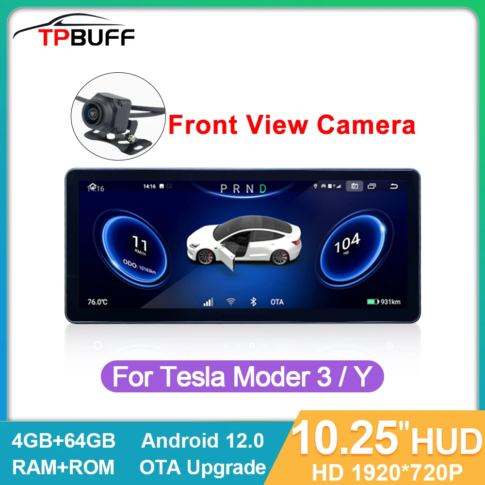 TPBUFF 10.25inch Head Up Display Nova Atualização para Tesla Modelo 3 Y HUD Digital Center Console Painel Tela de Toque Com Câmera 4GB 64GB Suporte OTA