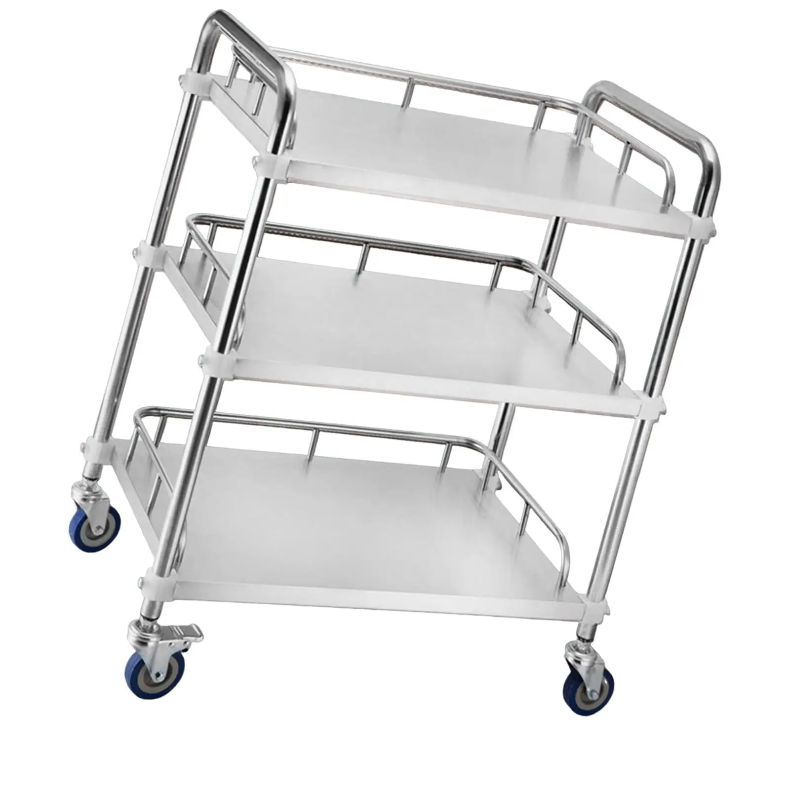 Mobile Lab Utility Cart with 4 Brake Casters Kitchen Trolley Multifunctional