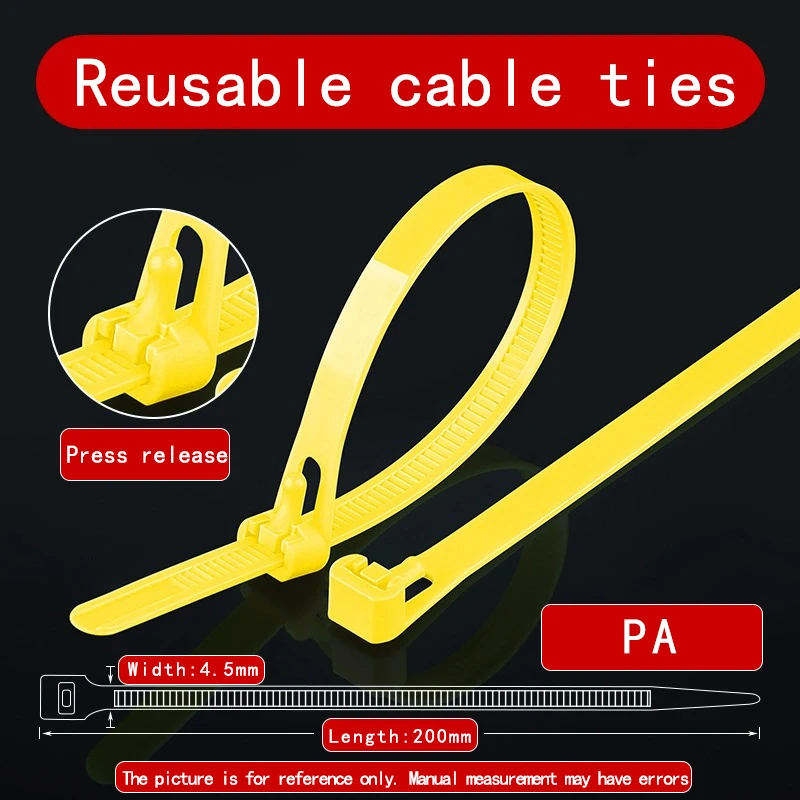 Reusable Plastic Cable Zip Ties with Slipknot Design - 50/100 Pack
