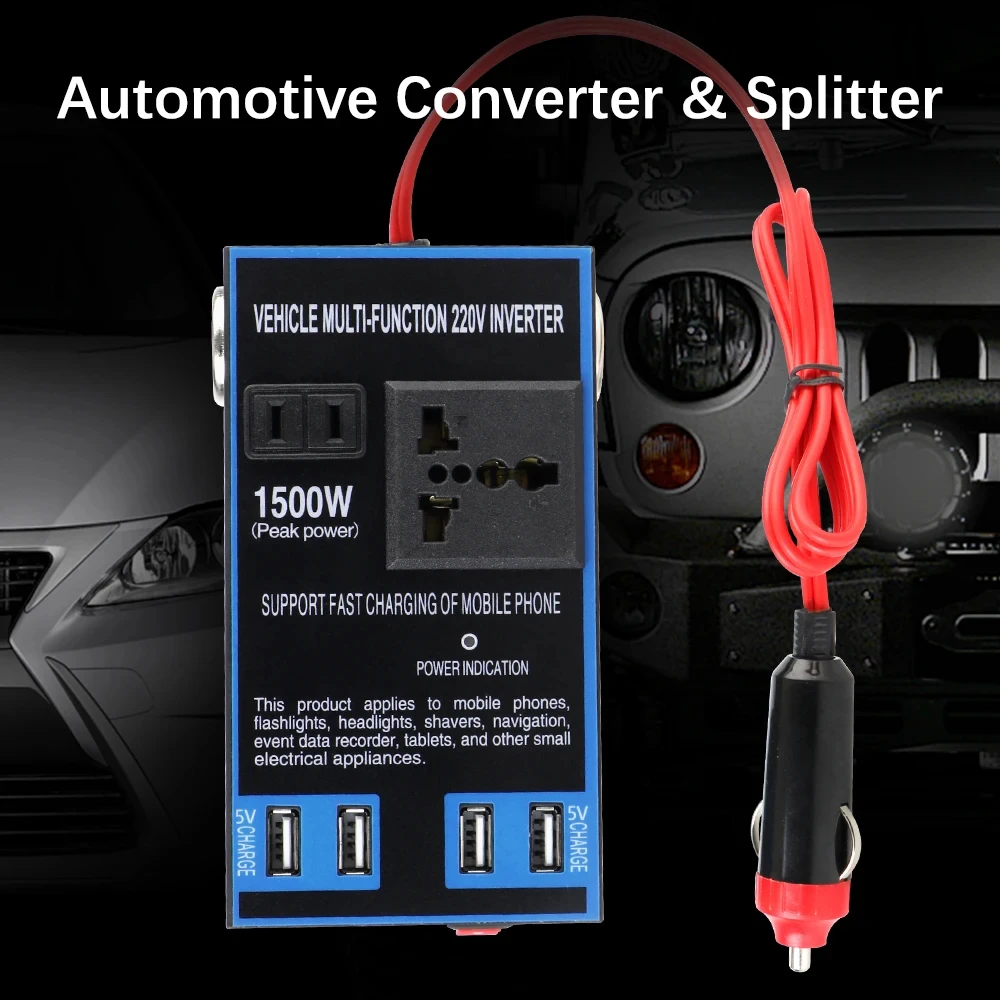 DC 12V to AC 110V 24V to AC 220V Car Inverter Quick Charging Cigar Lighter Socket USB Chargers Sockets Power Adapter Converter