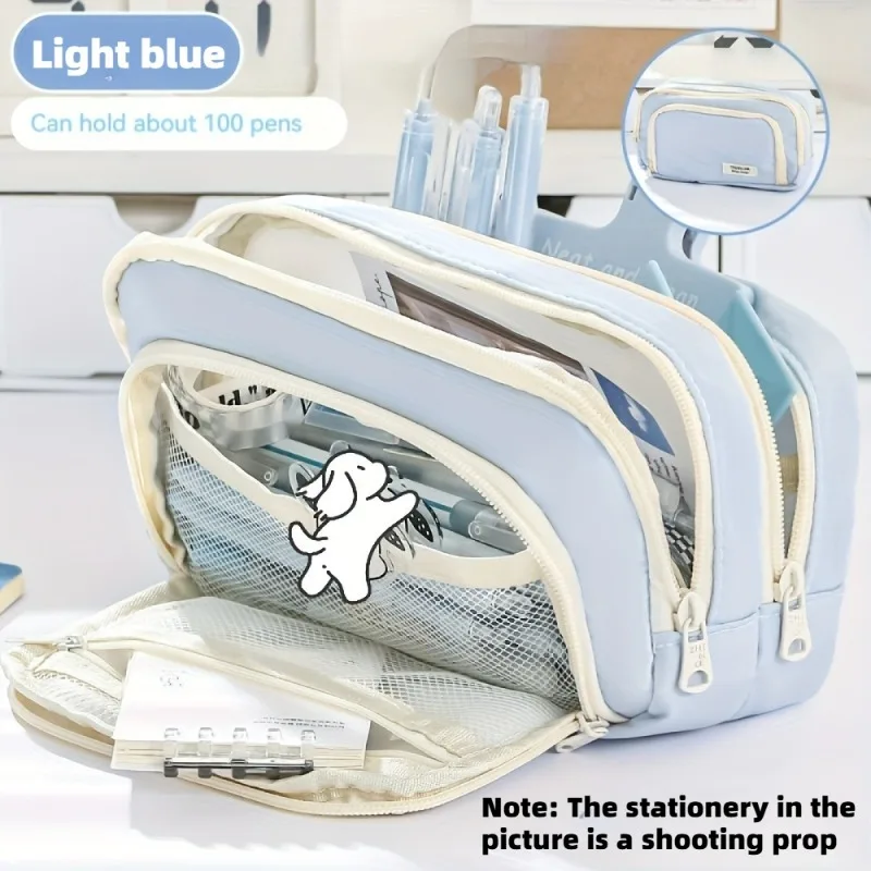 Large Capacity Pencil Case Stationery Box Pencil Pouch Handheld Pen Bag for Elementary, Middle, and High School Students 1