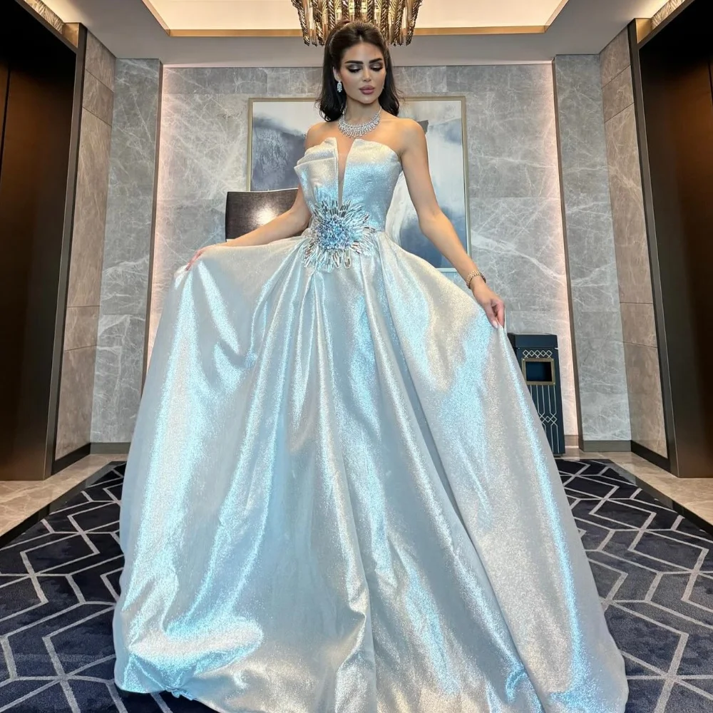 

Matching Exquisite Satin Handmade Flower Pleat Ruched Draped A-line Strapless Long Dresses Prom Dresses Sizes Available Casual