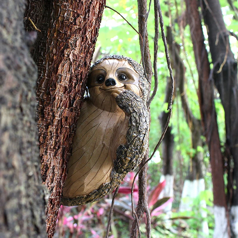 

Lifelike Sloth Tree Hugger Garden Statue for Indoor Outdoor Decor Tree Decorations Sloths Sculpture for Lawn Yard Patio Wall