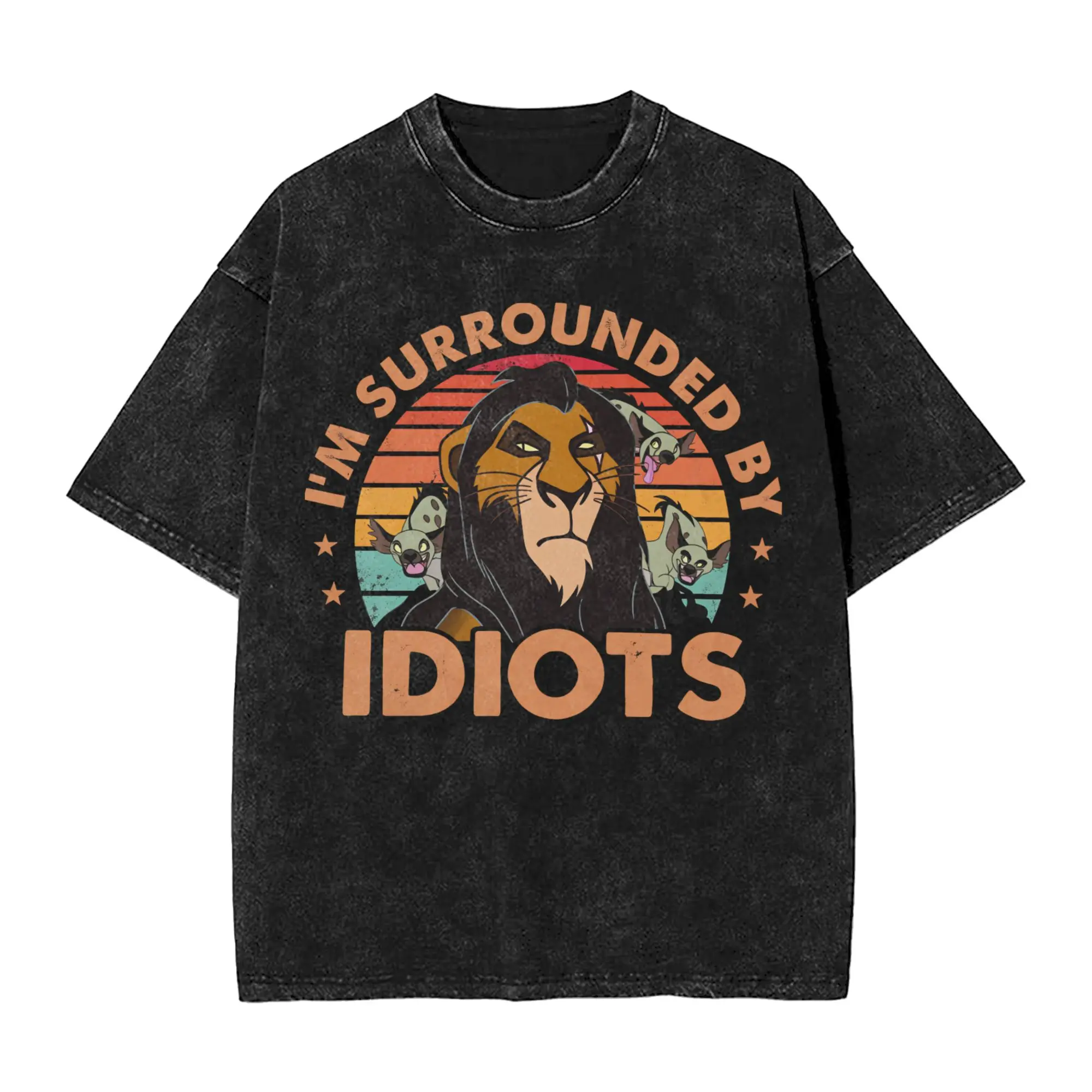 Übergroßes, gewaschenes T-Shirt „Der König der Löwen“, Baumwoll-T-Shirts, modisches T-Shirt für Paare, Sommer, Y2K-Retro-Print-Kleidung