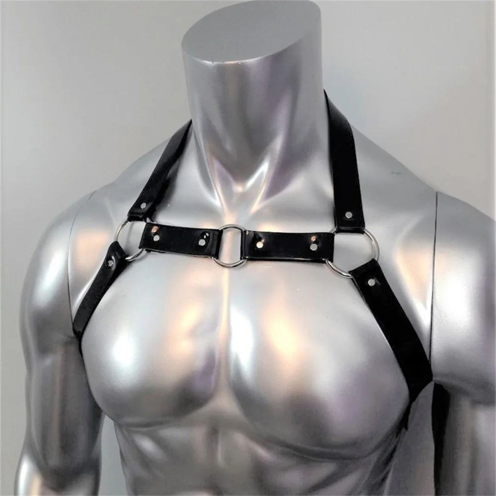Leather chest harness Men Sexual Chest Leather Harness Belts Adjustable BDSM Gay Body Bondage Harness Strap Rave Gay Clothing for Adult Sex