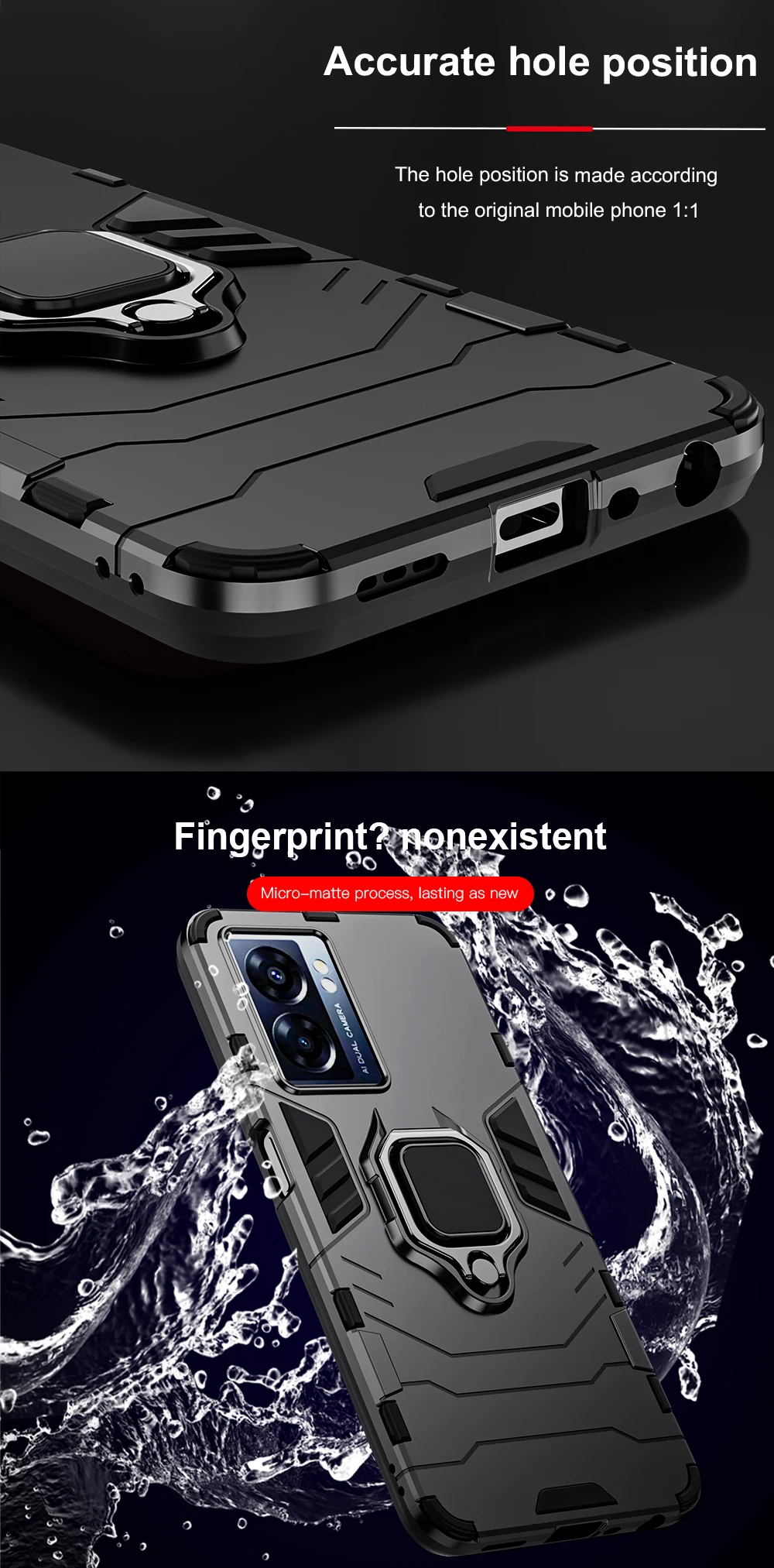 KEYSION Custodia antiurto per OPPO A77 5G A57 4G Silicone + PC Anello in metallo Supporto Cover posteriore per Realme Q5i V23 5G_voghion.com