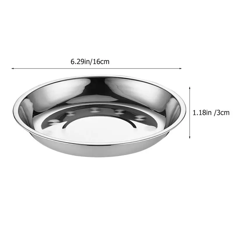 8Pcs Stainless Steel Dining Dish Round Plates Barbecue Trays Food Serving