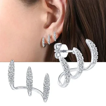 925 Sterling Silver Claws Stud Earrings with Crystal Gold Earring AAA Stone Modern Design Fashion Accessories Women 2025 Jewelry