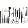 2-17 PCS Eyebrow Trimmer Set Eyebrow Razor Scraping Eyebrow Comb Razor Eyebrow Clip Scissors Tweezers Makeup Tools Sets 6
