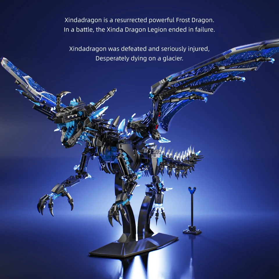 Shenlong Small Particle Building Blocks Flame Frost Dragon Model