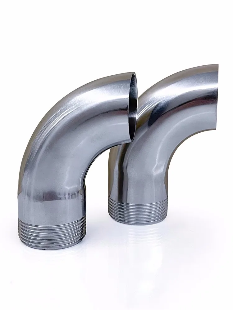 Single Ended Outer Thread Elbow 90 Graus Ângulo Bend Pipe 304 Aço Inoxidável 1976 mm od Dn15-dn65 Sanitary Grade Elbow 1pc