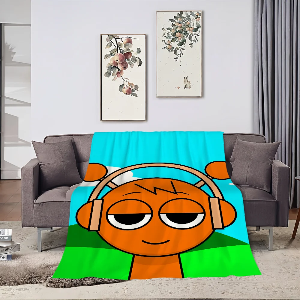 Cartoon S-Sprunki Pattern Incredibox Blanket Plush Nap Sofa rug for Living Room Office Bedroom Birthday Home Travel Kid Gifts 4