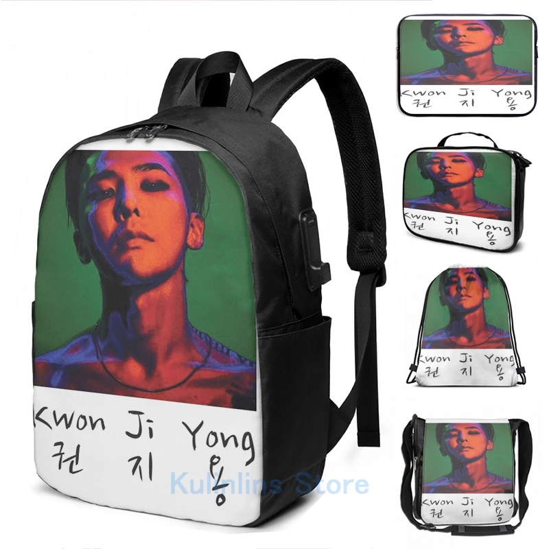 

Забавный графический принт Kwon Ji Yong 2 USB-зарядка Рюкзак Мужские школьные сумки женская сумка дорожная сумка для ноутбука