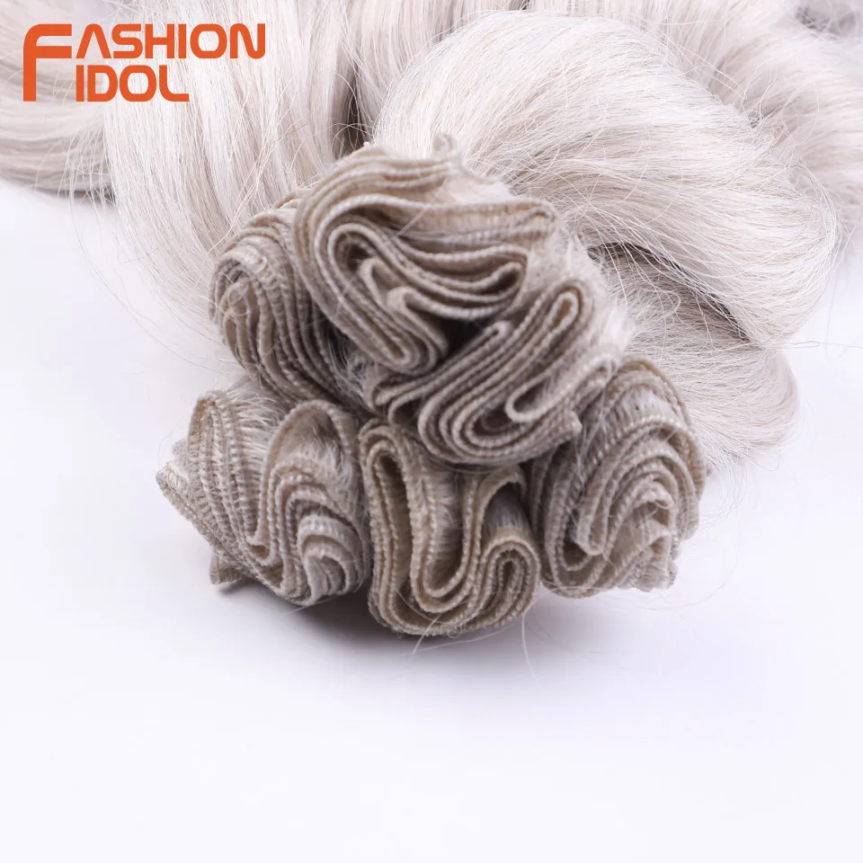 24Inch 6pcs Deep Wave Ponytail Hair Bundles FASHION IDOL Synthetic Hair Weave Ombre Blonde High Temperature Fiber Extension hair extensions