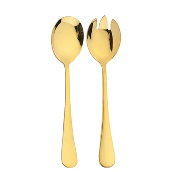 2 pezzi forchetta cucchiaio per insalata in oro forchetta per insalata in acciaio inossidabile set di posate per insalata in stile europeo accessori per utensili da cucina 1