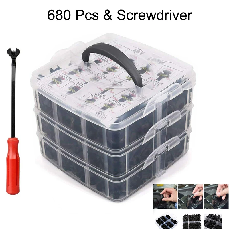 

Auto Fastener Car Clips 16 Size Mixed Body Push Retainer Pin Rivet Bumper Door Trim Panel Retainer Fastener Kit Car Accessories