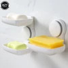 Creative Double Layer Perforated Free Soap Box Wall Mounted Handmade Drain Soap Box Bathroom Bathroom Suction Cup Soap 1